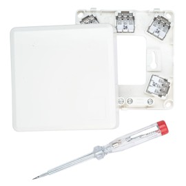 Cooker Connection Box 0.75-4.0 mm² Screwless Plug-In Terminals, Double Cable Outlet Possible, Set with Voltage Tester