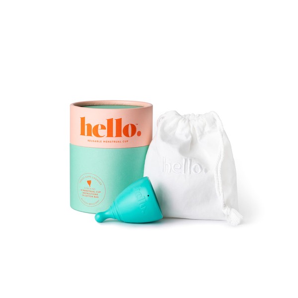 The Hello Cup Small / Medium Menstrual Cup, BPA Free, Reusable, Hypoallergenic, Recyclable, Medical Grade TPE, No Silicone, No Rubber, No Latex, Long Lasting, Smooth & Comfortable, S / M 1 ct. Blue