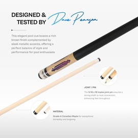 Pearson Cues League Series Pool Cue Stick - 18-21 oz, 58" Maple Wood Pool Cue with Leather Grip, Stainless Steel Joint, Low-Deflection Shaft | Tournament-Ready Professional Billiard Cue, 18oz, Brown