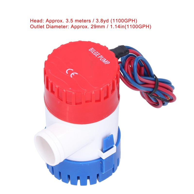 Bomba de Achique Fafeicy, Submersible, ABS, 12V/24V, 350-1100 GPH, Bomba