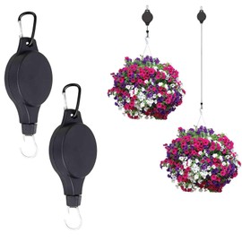 yeemeen 2 Stück Blumenampel Einziehbarer Haken,Blumenampel Halte Einziehbare,Hochleistungs Blumenkorb-Haken,für Gartenkörbe Blumenhaken Vogelhaus Aufhängung (Schwarz)