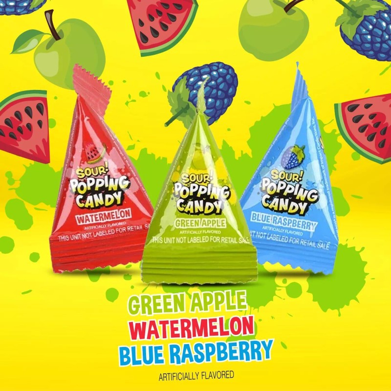 Warheads Sour Popping Candy Assorted Fruit Flavors, 40 Count Bag