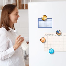 12 Planets Glass Fridge Magnet Star Fridge Magnets Decoration Planetary Refrigerator Magnets for Kitchen, School, Office, Classroom, Whiteboard, Cabinet and Dishwasher