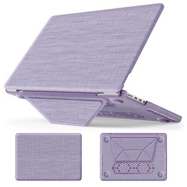 DONGKE for M4 MacBook Pro 14 Inch Case M3 M2 M1 Pro/Max 2024 2023 2021 (Model: A3112 A3401 A3185 A2918 A2992 A2779 A2442), Durable Fabric & PC Protective Cover with Magnetic Stand – Purple