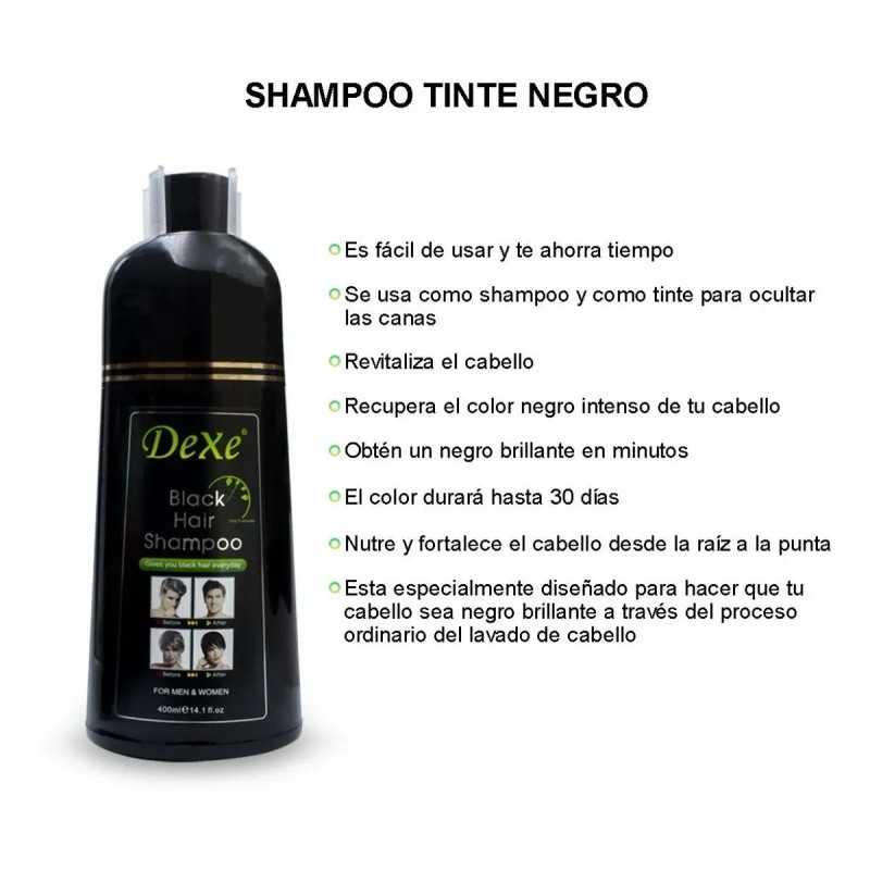 Shampoo Canas Tinte Cabello Color Negro