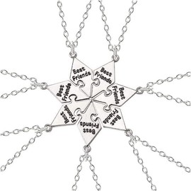 Multi Puzzles  Friends Forever Necklaces Stainless Steel Engraved Heart Pendant Set Friendship Necklaces Gifts - Color: 7 Puzzls