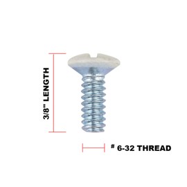 Henne Bery 3/8" Long 6-32 Thread, Oval Head Milled Slot Replacement Wall Plate Screws, 30 Pack, Light Almond