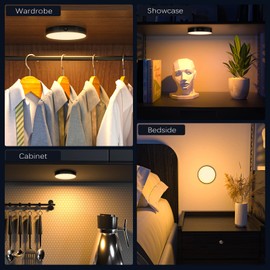 Ferswe Dimmable Touch Light, 3000K Rechargeable Touch Lights Stick on, Closet Light with 1000mAh Large Battery, LED Night Light for Closet, Counter, Kitchen, Bedroom and Wall(2 Pack)