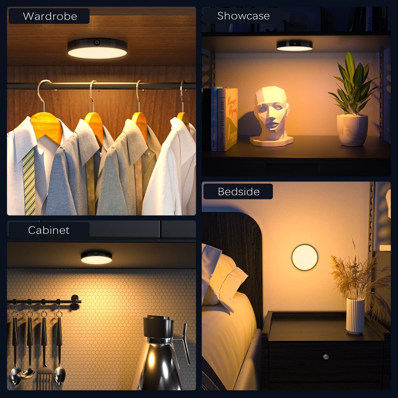 Ferswe Dimmable Touch Light, 3000K Rechargeable Touch Lights Stick on,