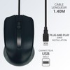 Waytex 65106 USB-Maus, kabelgebunden, schwarz, mit 3 Tasten und optischem