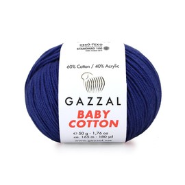 1 Pack (Skein) Gazzal Baby Cotton, 60% Cotton 40% Acrylic, Each Ball 1.76 Oz (50g) / 180 Yards (165m), DK- Worsted, Knitting Yarn, Amigurumi Yarn, Baby Yarn, 3438