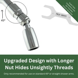 High Sierra Showerheads® - All Metal 1.25 GPM Low Flow Shower Head with Trickle Valve - Upgraded Version - Hides Shower Arm Threads (For Standard 45 Degree or Straight Shower Arms Only) - Chrome