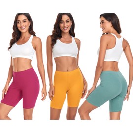 dorcastimo Slip Shorts for Women Cotton Under Dress Short Anti Chafing Soft Biker Short Boy Shorts Underwear(Large, Black/Grey-Green/Purple Red/Chrome Yellow)