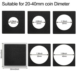 XYZsundy Coin Capsule Coin Snap Holder 2 x 2 Inch Half Dollar Coin Holder, Coin Cases for Collectors Coin Sleeves Collectors for Coin Collection Supplies (Black Foam Gasket with Gift Box, 102)