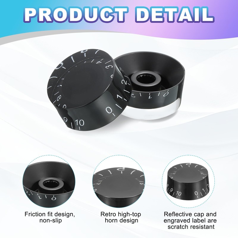 sourcing map 2PCS Guitar Top Hat Bell Knobs, Volume Tone
