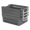 Jandson Plastic Stacking Baskets with Handle, Grey Storage Basket, 4