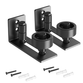 SMARTSTANDARD Sliding Barn Door Floor Guide for Bottom Adjustable Roller - 8 Setup Options for DIYers - Flush Design Bottom Flat Barn Door Floor Guide Stay Roller (Black) 2PCS