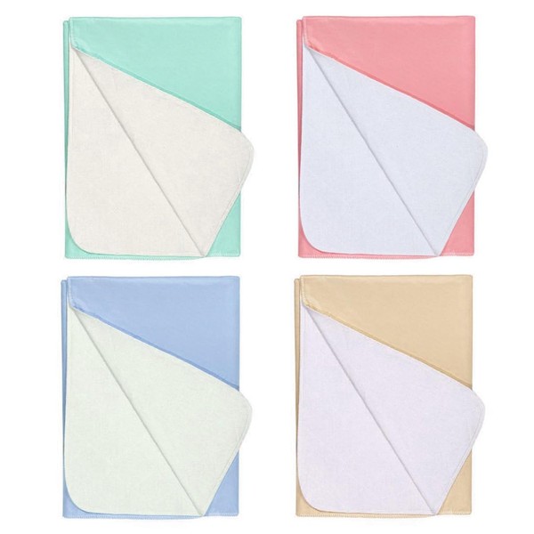 Nobles Incontinence Bed Pads - Waterproof, Reusable & Washable Bed Pad - Absorbent Underpad Mattress Protector for Bed Wetting - Washable Incontinence Pads - 29x35 - 4 Pack (Green, Tan, Pink and Blue)