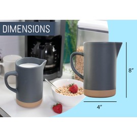 Nat & Jules Raw Bottom Matte Navy Blue 40 ounce Ceramic Pitcher Jug