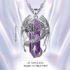 INFUSEU Crystal Dragon Necklace, Nordic Dragon Wrapped Cylinder Gemstone, Crystal
