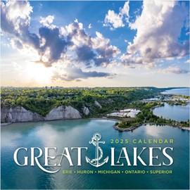 TF PUBLISHING 2025 Great Lakes Wall Calendar - Home and Office Organization - Large Monthly Grid Space for Planning and Schedules - 4 Bonus Months - Premium Gloss Paper - 12"x12"