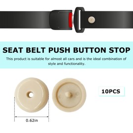 YTFRL 10 Sets Seat Belt Button Stop, Plastic Car Safety Belt Stopper Prevent Buckle from Sliding Down, No Welding Required Snap-on Seatbelt Stop Clips for Cars Trucks Motorcycles (Beige)