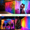 Curtain Lights Battery Operated 10x10Ft 300LED Waterproof Waterfall Light with