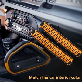 sukemichi for Bronco Grab Handles, Paracord Roll Bar Grab Handles for 2021 2022 2023 2024 Ford Bronco Accessories 4 Door 2 Door, Cyber Orange, 2 Pack