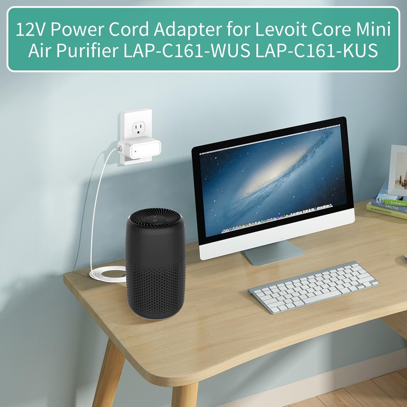 12V Power Cord for Levoit Core Mini Air Purifier AC