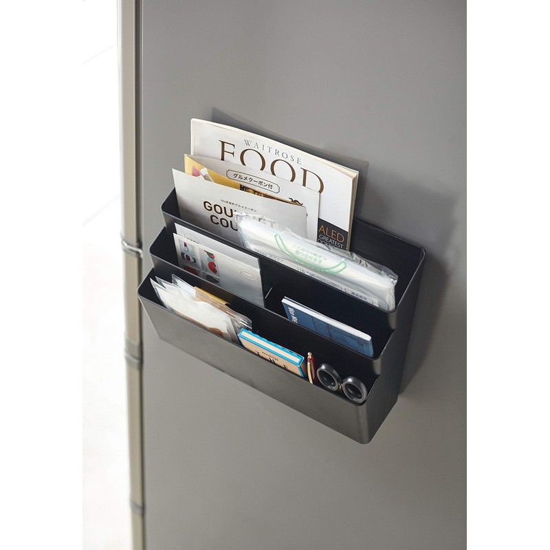 Yamazaki 4497 Tower Refrigerator Side Magnetic Storage Pocket, 3 Tiers,