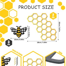 Peryiter 5 Pcs Metal Bee Wall Art Farmhouse Honey Bee Honey Comb Decor Wire Metal Wall Decor Hanging for Living Room Garden Bedroom Office Home(Classic,Stylish Color)