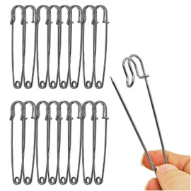 Urmspst Safety Pins (Upgraded), 4" Large Safety Pins Pack of 15 for Clothes Leather Canvas Blankets Crafts Skirts Kilts, Extra Large Safety Pin Heavy Duty Safety Pins (Brilliant Black)