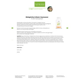 Sanct Bernhard Herbal Hair Lotion with Organic Birch, Horsetail Nettle, Sage 500ml