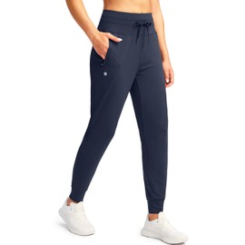 G Gradual Women's Joggers Pants with Zipper Pockets High Waisted Sweatpants Athletic Tapered Pants for Women Lounge Workout(Navy,M)