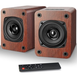 RIOWOIS Powered Bookshelf Speakers with Bluetooth 5.3 and Built-in Amplifier for Vinyl Record Player, 30W*2 Turntable Speakers with 3.5" Dual Cone Driver, Optical/AUX/TV-ARC Input (Red)