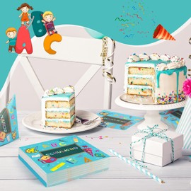 20 Servietten für Schuleinführung Schulanfang Einschulung Deko mit Schulkind Bunten ABC Zuckertüte 1 + 2 = 3 Tafel Rucksack Motiv Schuleinführung Partygeschirr Tischdeko für Schule Jungs Mädchen