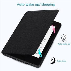 Reelau Case Compatible with 2022/2024 Kindle 11th Generation 6 inch w/Hand Strap, PU Leather Kindle Case 6" for Kindle 2024/2022 11th Gen Model C2V2L3 [Auto Wake Up/Sleeping] [Hand Loop] (Black)