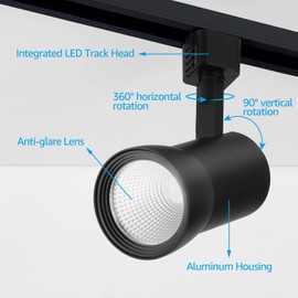 LEONLITE Dimmable LED Track Lighting Heads, 10W 700LM Single Circuit H Type Track Light for Accent Retail Kitchen Art, CRI90 Aluminum, ETL & ES Listed, 3000K Warm White, Black, Pack of 4