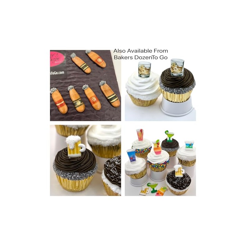 Cigars Cocktail Themed Cupcake Toppers