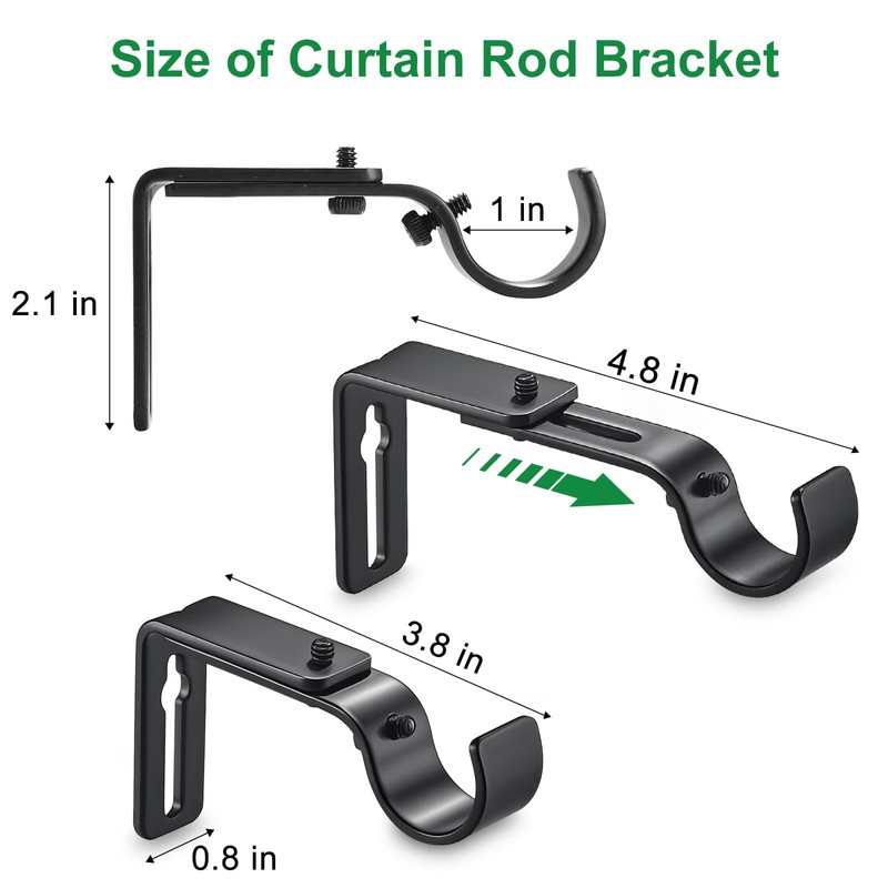 LLPJS Curtain Rod Bracket Adjustable, Drapery Rod Holder Hooks Support