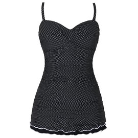Hilor Women's One Piece Swimsuits Tummy Control Swimwear Ruffle Swimdress with Built in Swim Brief