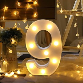 JYB Hopefuture LED Numbers 3D Lamp Illuminated Numbers, Decoration Numbers Night Light Lamp 0 1 2 3 4 5 6 7 8 9, for Wedding, Birthday, Party, Christmas Lamp (9)