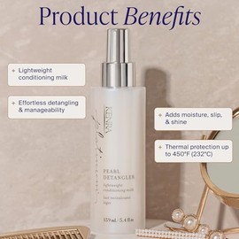 Kenra Platinum Pearl Detangler |Leche acondicionadora ligera |Aporta hidratación y deslizamiento |Desenredo fácil y mayor manejabilidad |Protección térmica hasta 450°F |Todo tipo de cabello |159 ml