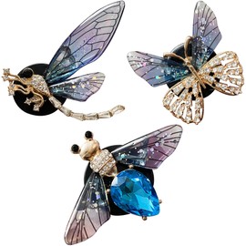 YANGWEN Bee Car Ventilation Clips,3 Pcs Crystal Bee Car Ventilation Clips,Car Decoration Accessories,Butterfly, Bee, Dragonfly, Ventilation Clip Interior Car Decoration
