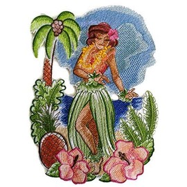 Custom and Unique Hawaii Retro Hula Girl Embroidered Iron on/Sew Patch [10" *7"] [Made in USA]