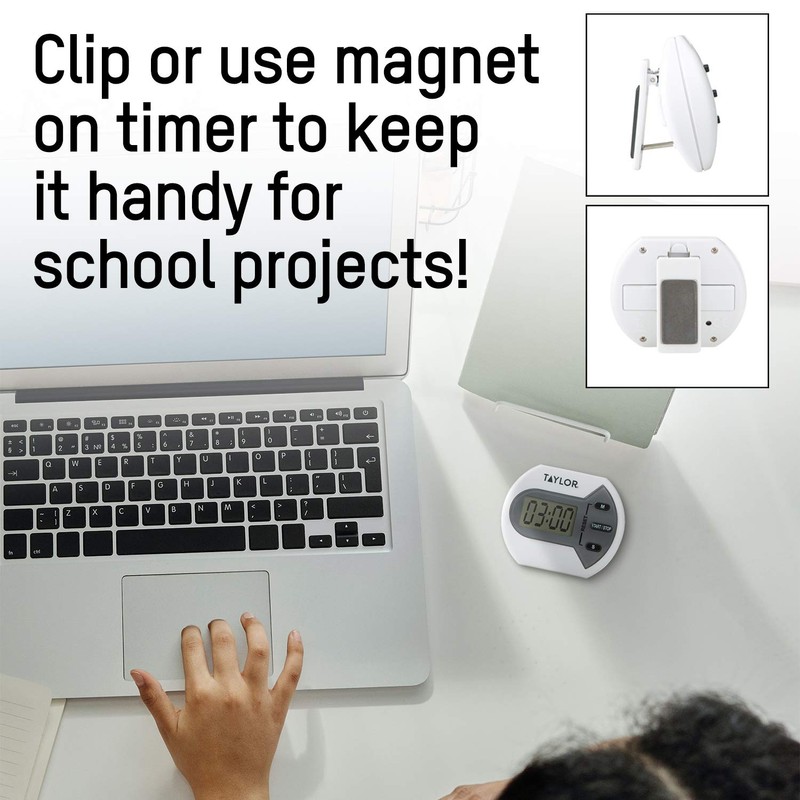 Taylor Digital Timer Counts Up and Down for School, Learning,