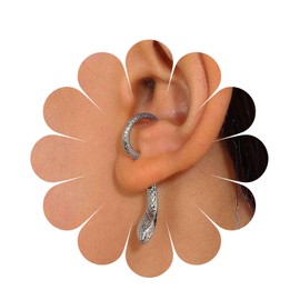 Cimenexe Bohemian Snake Ear Jacket Earrings Silver Serpent Circle Earrings Viper Snake Open Hoop Earrings Huggie Viper Serpent Earrings Jewelry for Women and Girls Gifts