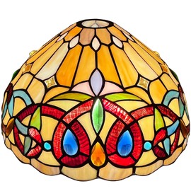 Capulina Tiffany Lamp Shade Cream Brown Stained Glass 12 Inches Wide