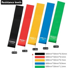 Resistance Bands, [Set of 5] Skin-Friendly Resistance Fitness Exercise Loop Bands with 5 Different Resistance Levels - Carrying Case Included - Ideal for Home, Gym, Yoga, Training