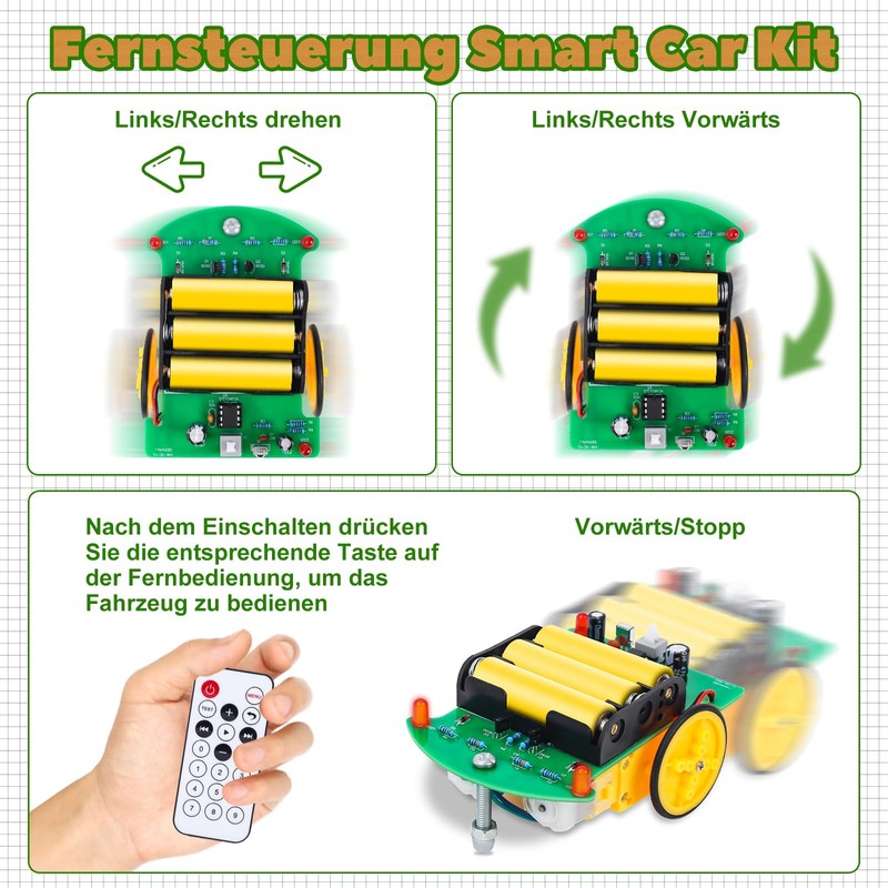 Practice Soldering Learning Remote Controlled Car Kit, Beginners DIY Smart